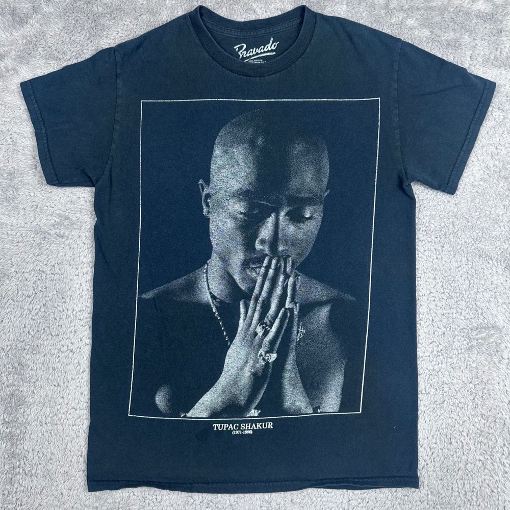 Bravado Tupac Shakur T-Shirt Mens Small Black Graphic Rap Tee Hip Hop Streetwear
